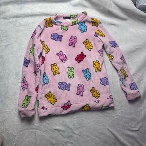 Weekending Gummy Bear Print Plush Pajama Sweatshirt